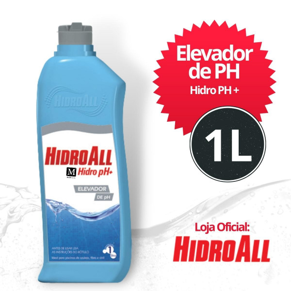 3 Elevador de PH Hidroall HIDRO PH+ líquido 1 litro kit atacado