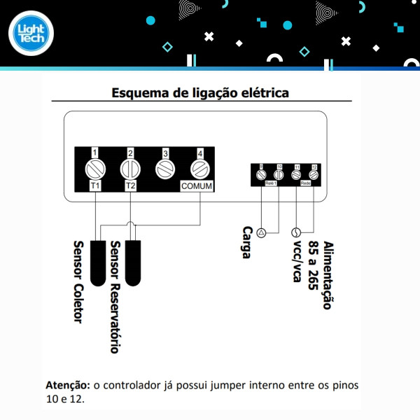 Painel de Controle CDT Aquecedor Solar Piscina Light tech até 2,0cv