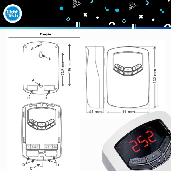 Painel de Controle CDT Aquecedor Solar Piscina Light tech até 2,0cv