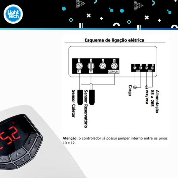 Painel de Controle CDT Aquecedor Solar Piscina Light tech até 2,0cv