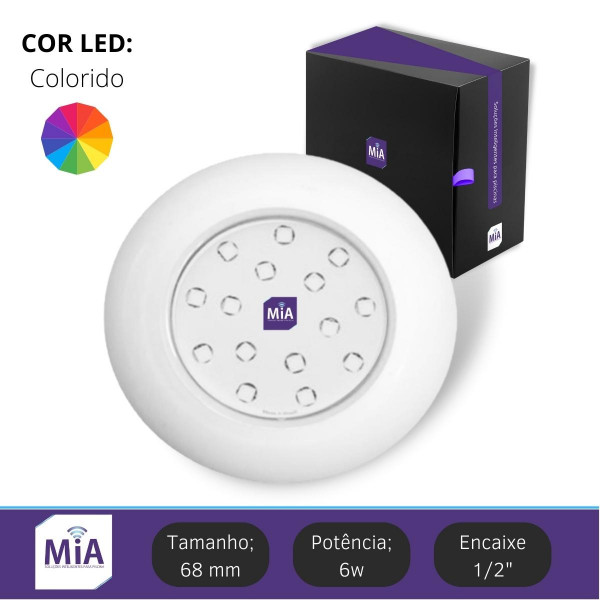 Kit 1 Led Para Piscinas (6w RGB ABS 68mm SMD) + Painel De Comando Compact Touch