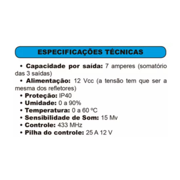 Central De Comando Led Piscina 80w Modo Audio 110V/220V Light Tech