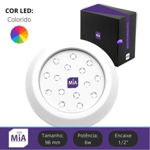Kit 1 Led Para Piscinas (6w RGB ABS 96mm SMD) + Painel De Comando Compact Touch