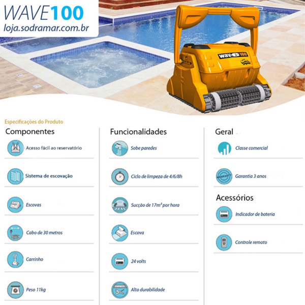 Aspirador para piscina Wave 100 - Sodramar 30m