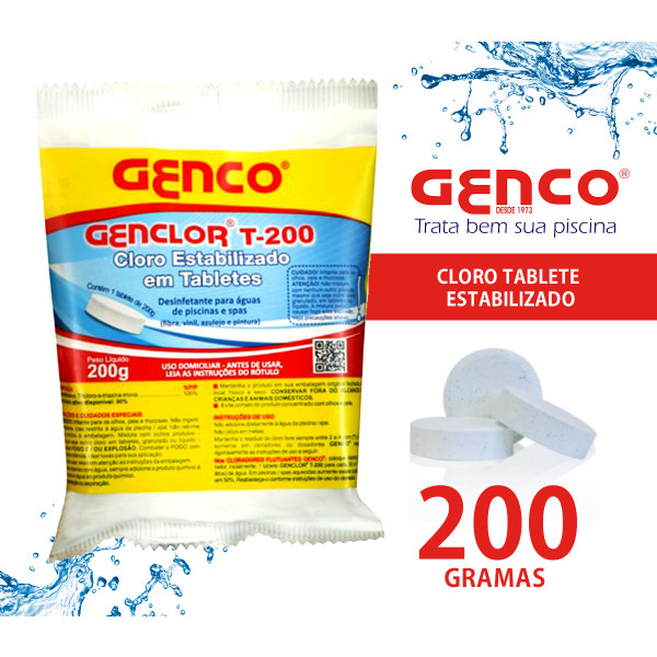 Kit 10 Unidades Cloro Tablete Tradicional Genco 200gr