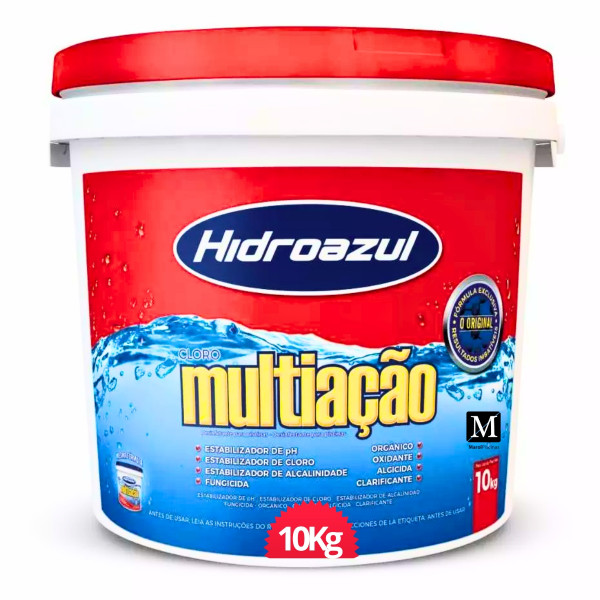 kit Cloro multiação 10kg + Clarificante Hidroazul 1litro