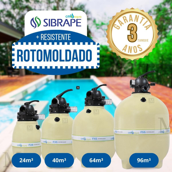 Filtro para piscina F45R Sibrape CMB Até 64m³ Rotomoldados 