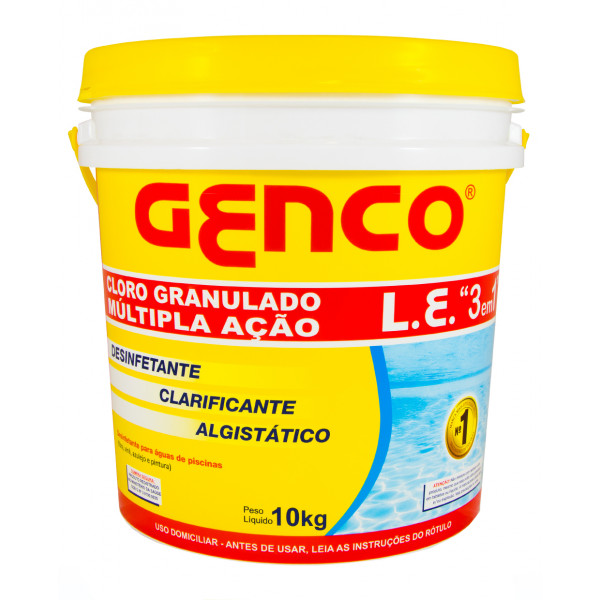 Cloro granulado LE 3 em 1 - 10 kg - Genco