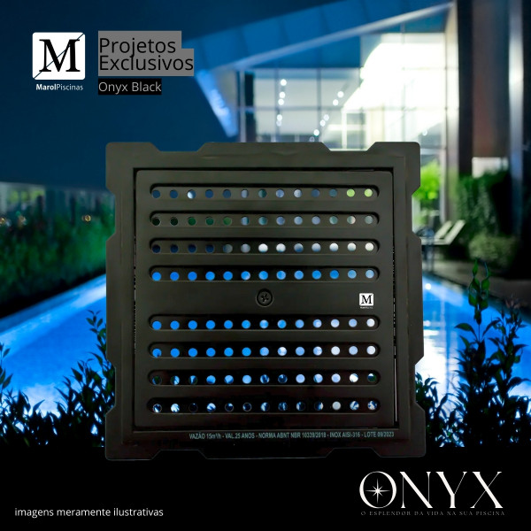Grelha Modular Onyx Preto Fosco Anti turbilhão 15 x 15