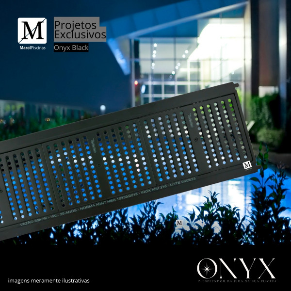 Grelha Modular Onyx Preto Fosco Anti turbilhão 15 x 60