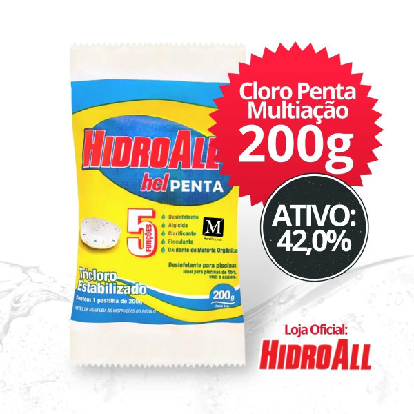 kit 20 unid cloro Tablete para piscina hidroall Penta 200g