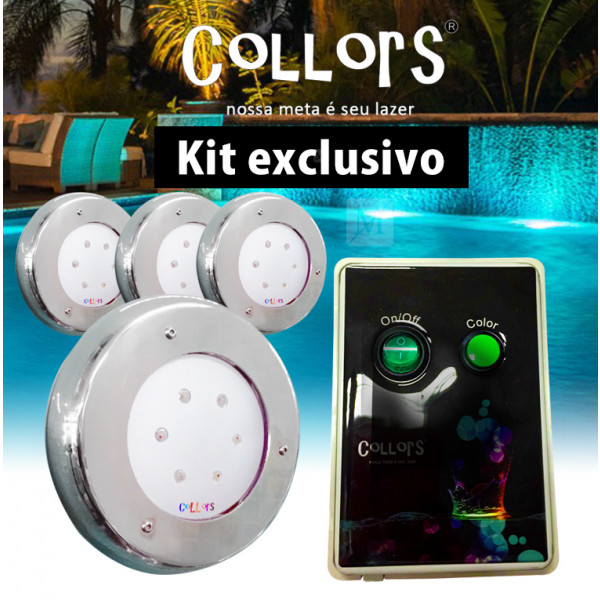 Kit Collors Clean 18w  4 led colorido + 1 caixa de comando