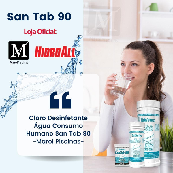 Cloro Desinfetante Água Consumo Humano San Tab 90 800gr hidroall