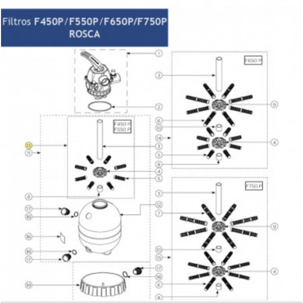 Sistema Drenante Completo para filtro F950 Nautilus