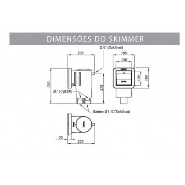 Skimmer Compact Branco para Vinil, fibra ou Alvenaria Sodramar