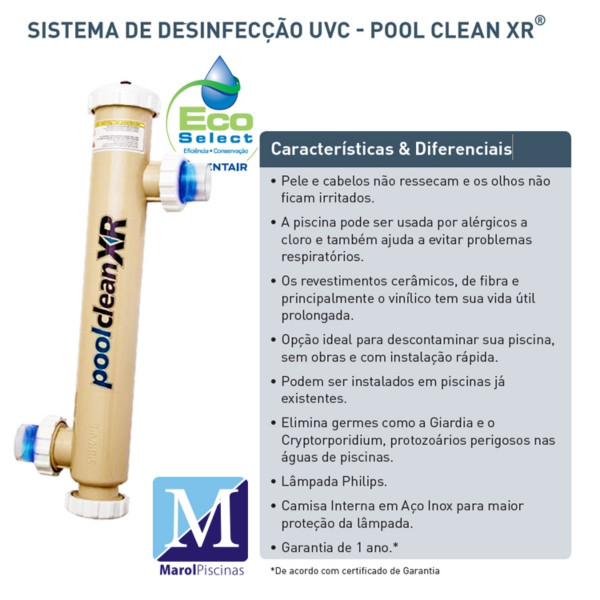 Tratamento Ultravioleta UVC para piscina até 144.000 95w Pool Clean XR Sibrape