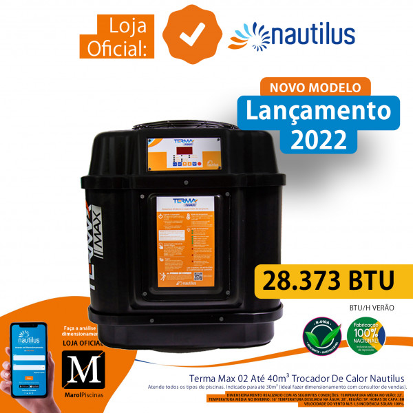 Nautilus Trocador de Calor Terma Max 2 para piscinas até 40 mil Litros