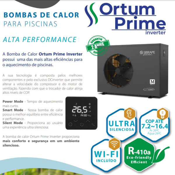 Trocador de calor Sibrape Inverter WIFI ORTUM PRIME S31 até 41m³