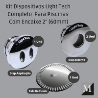 Kit Light Tech Inox 2 Dispositivos De Retorno + 1 Aspiração + 1 Ralo De Fundo 60mm