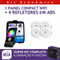 Kit 4 Leds Para Piscinas (6w RGB ABS 68mm SMD) + Painel De Comando Compact Wifi