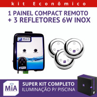 Kit 3 Leds Para Piscinas (6w RGB Inox 60mm Super) + Painel De Comando Compact Remoto