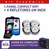  Kit 4 Leds Para Piscinas (6w RGB Inox 60mm SMD) + Painel De Comando Compact Wifi