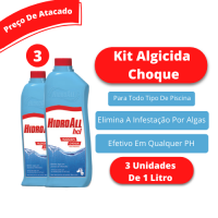 kit 3 und Algicida Choque 1 Litro Hidroall