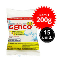 kit 15 unid cloro Pastilha para piscina Genco 3 EM 1 Multiação 200g