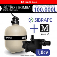 kit Filtro BR 60 e Bomba para piscinas até 100.000 litros Sibrape + Marol LP