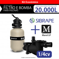 kit Filtro BR 20 Bomba para piscinas até 20.000 litros Sibrape + Marol LP