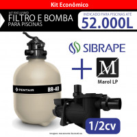 kit Filtro BR 40 e Bomba para piscinas até 52.000 litros Sibrape + Marol LP