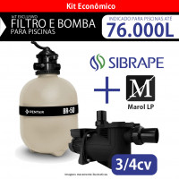 kit Filtro BR 50 e Bomba para piscinas até 76.000 litros Sibrape + Marol LP
