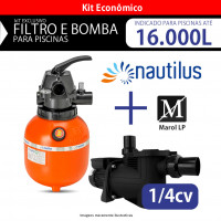 Kit Filtro F300p Nautilus E Bomba 1/4cv Para Piscinas