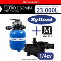 kit syl 20 syllent e Bomba 1/4 para piscinas até 20.000 litros Marol Lp