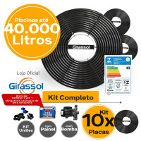 Kit Aquecimento Solar Completo para Piscinas até 40.000 Litros (10 PLACAS) Com CDT e Bomba 1/2 CV