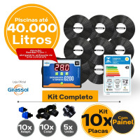 Kit aquecimento Solar piscinas até 40.000 Litros com CDT (10 PLACAS)