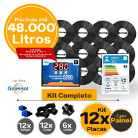 Kit aquecimento Solar piscinas até 48.000 Litros com CDT (12 PLACAS)