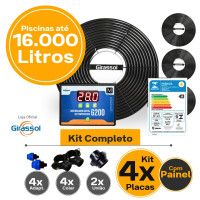 Kit aquecimento Solar piscinas até 16.000 L com CDT (4 PLACAS)