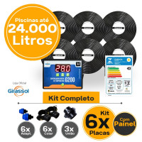 Kit aquecimento Solar piscinas até 24.000 L com CDT (6 PLACAS)