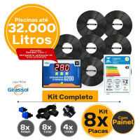 Kit aquecimento Solar piscinas até 48.000 Litros com CDT (12 PLACAS)