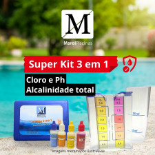 Kit Teste para Piscina 3 em 1 Alcalinidade Total, Cloro e Ph 