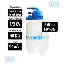 Filtro para piscinas até 40 mil Litros FM36 Sodramar