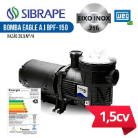 Bomba para piscina 1,5 cv Sibrape WEG EIXO INOX EAGLE A.I BPF-150