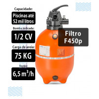 Filtro F450P para piscina até 52 mil Litros Nautilus