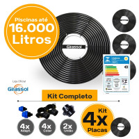 Kit Aquecimento Solar piscinas até 16.000 Litros (4 PLACAS)