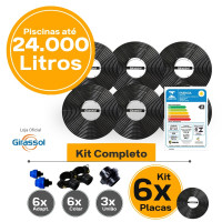 Kit Aquecimento Solar piscinas até 24.000 Litros (6 PLACAS)