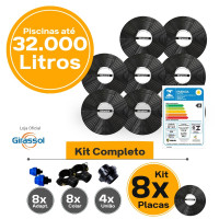 Kit Aquecimento Solar piscinas até 32.000 Litros (8 PLACAS)